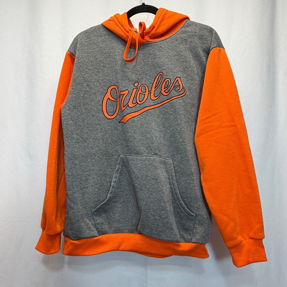 Baltimore Orioles O's Hoodie Adult Large Gray Orange MLB Baseball Sweatshirt